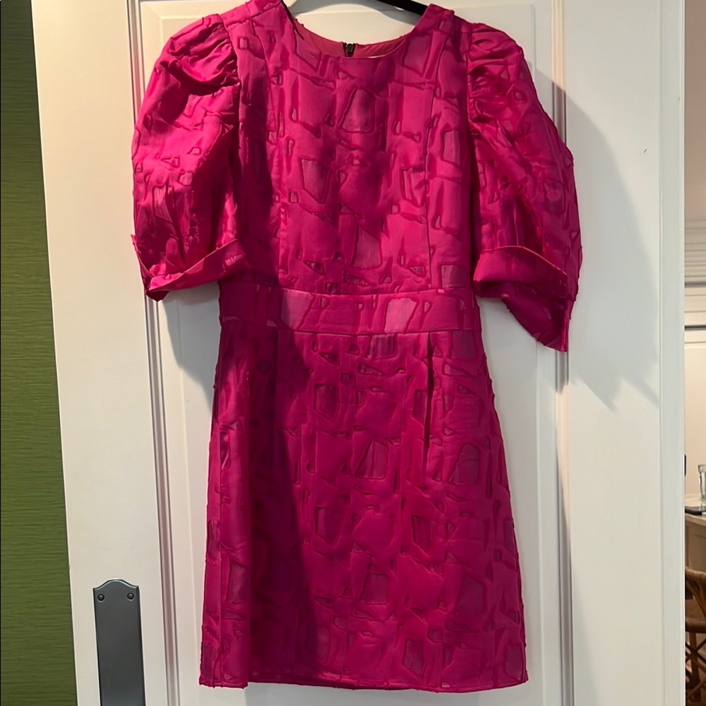 Marie Oliver Pink Puff Sleeve Sheath Dress
